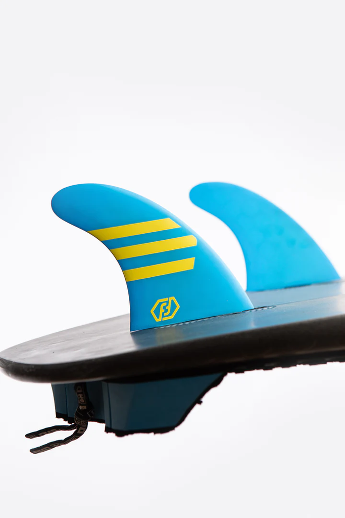 3 FINS ÉPOXY ULTRA LÉGER HC JAUNE/VERT.  FCS2  - TAILLE M 