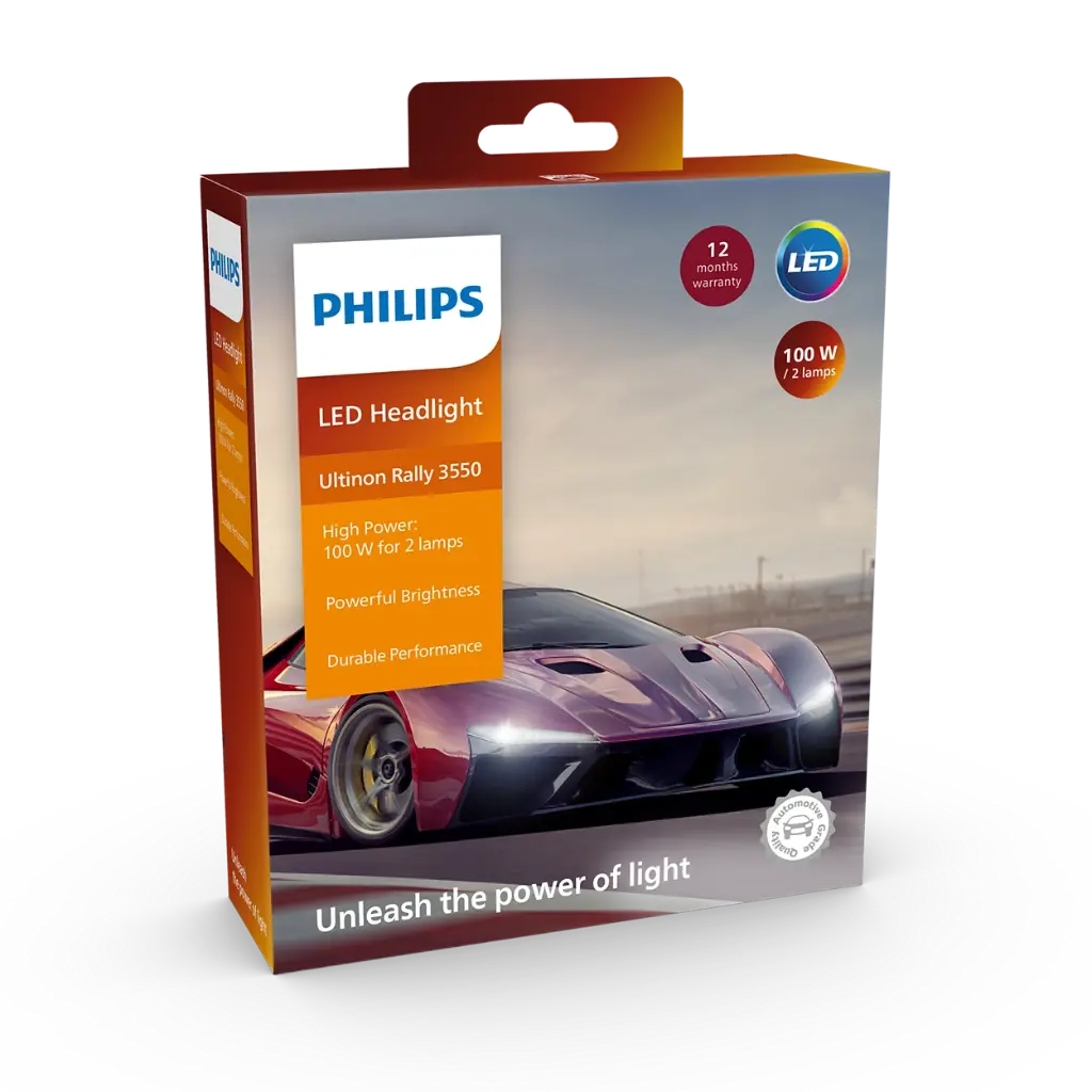 2 Ampoules de phare de haute performance  LED PHILIPS Puissance H11 Ultinon Rally 3550 100 W pour 12/24 V, performances améliorées pour voitures et camions
