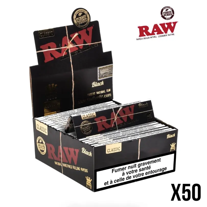 FEUILLES A ROULER RAW CARTON BLACK KS SLIM X50