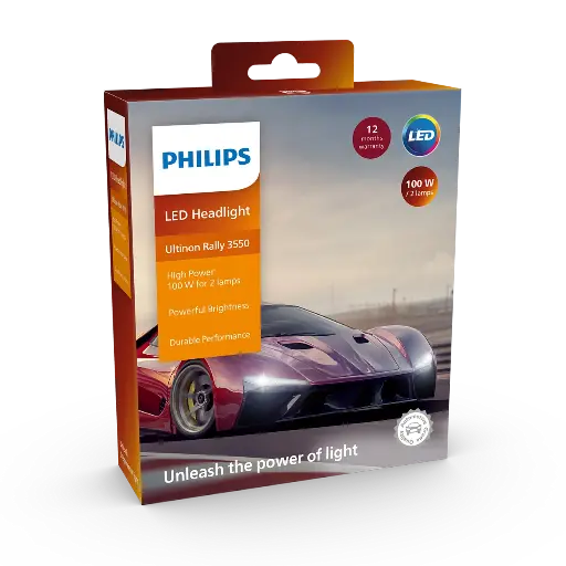 2 Ampoules de phare de haute performance  LED PHILIPS Puissance H11 Ultinon Rally 3550 100 W pour 12/24 V, performances améliorées pour voitures et camions