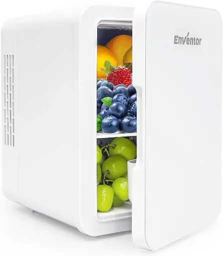 Mini Frigo de Chambre, 4 litres / 6 Canettes 330ml, 12V/220V, Petit Frigo Cosmetique, Mini Réfrigérateur Voiture Portable, Glacière Électrique, Fonction Chaud/Froid